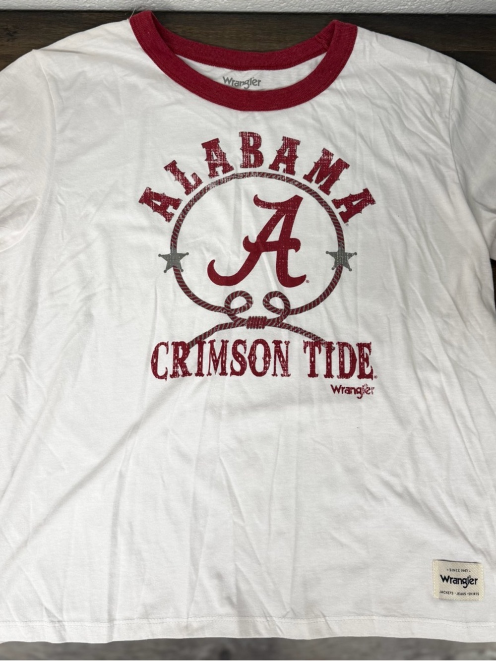 Wrangler White & Crimson Alabama Crimson Tide Graphic Ringer Tee